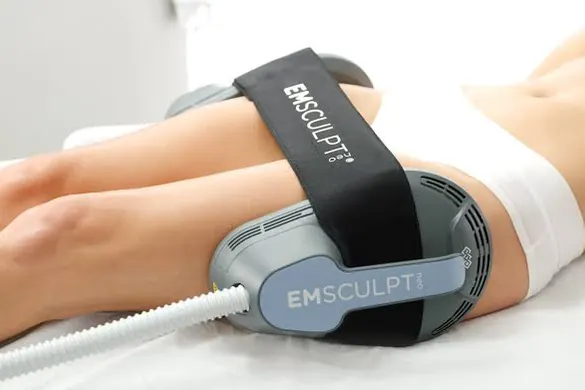 EMSCULPT NEO applicators positioned on the thighs — iCRYO Westminster, CO wellness guide