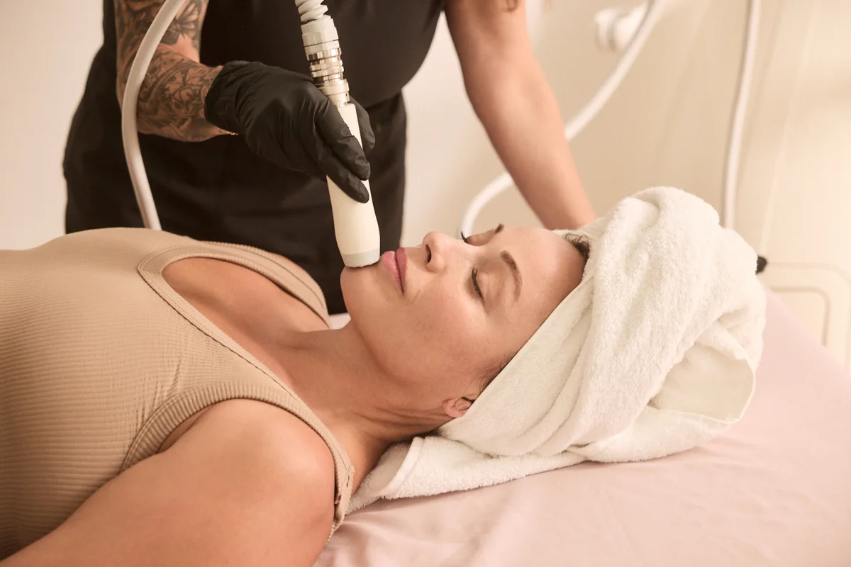 T-Shape 2 treatment handpiece applied to the face — iCRYO Westminster, CO wellness guide