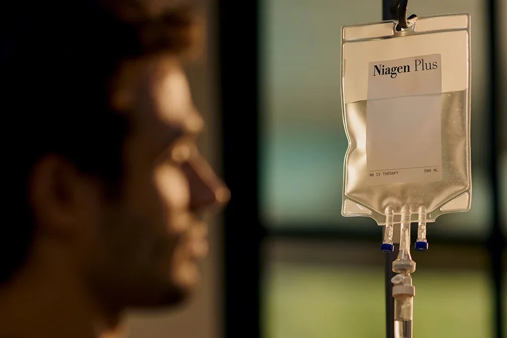 Niagen infusion bag with a person in the background — iCRYO Westminster, CO wellness guide