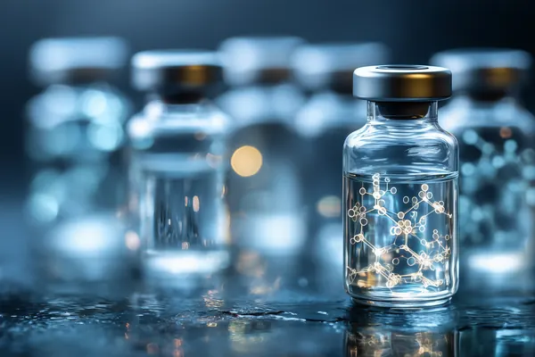 Illustration of peptide vials and molecular structures — iCRYO Westminster, CO wellness guide