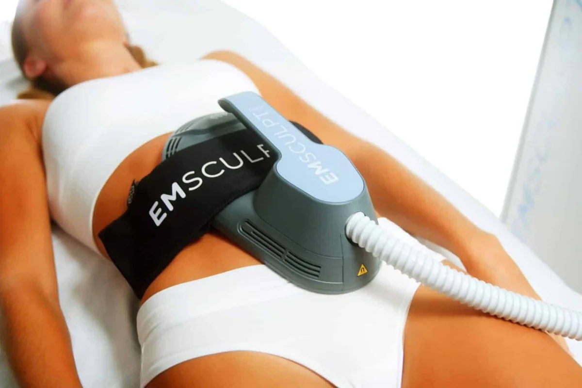 EMSCULPT NEO applicator positioned on the abdomen — iCRYO Westminster, CO wellness guide
